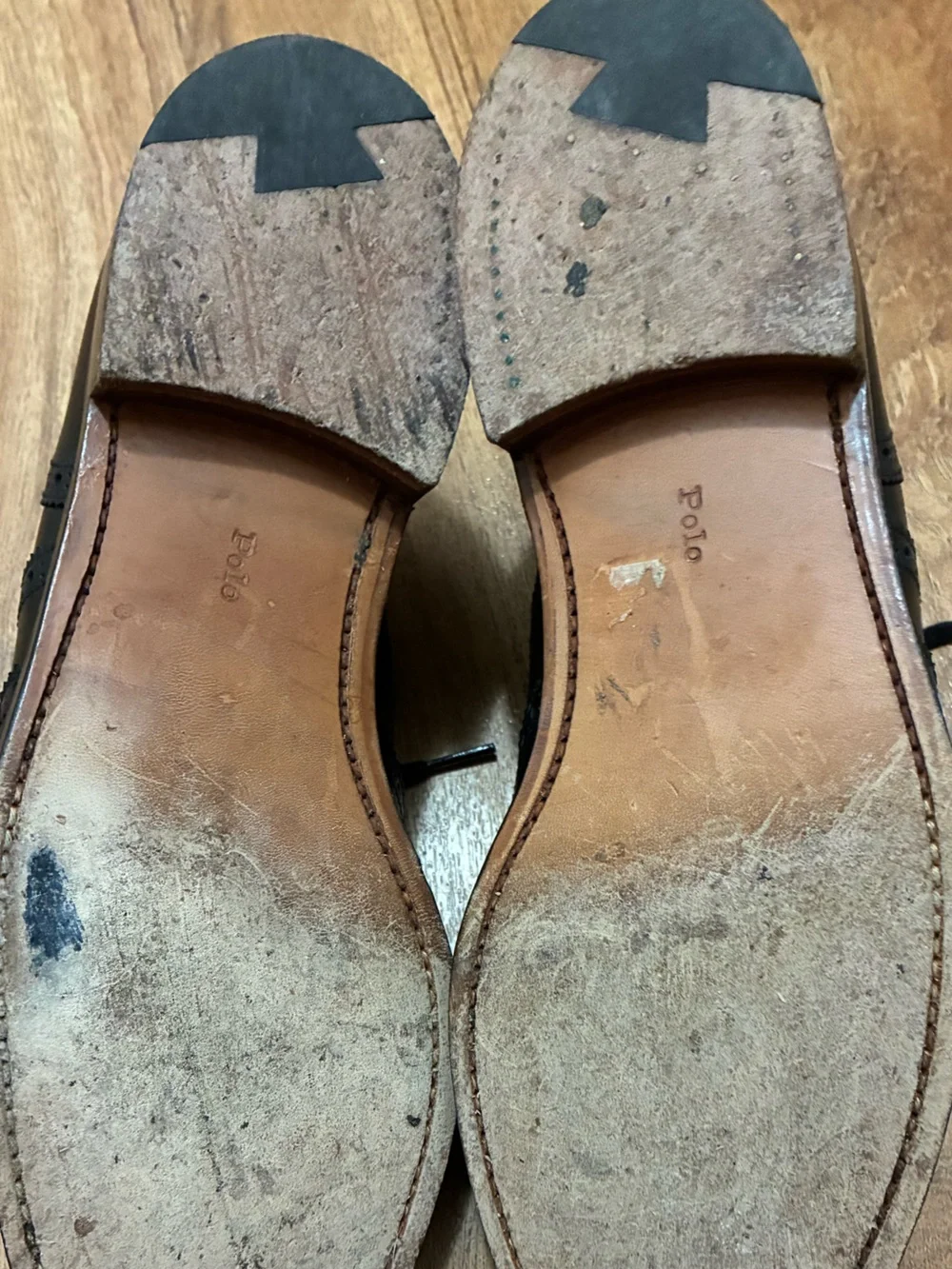 Polo Ralph Lauren Benchmade England Black Leather Wingtip Oxfords 9.5D⁠